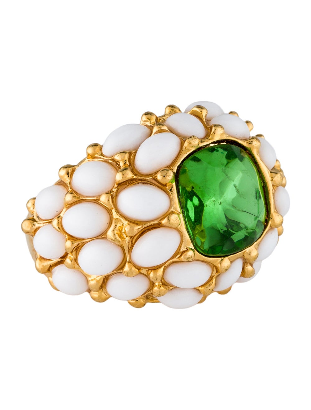 Kenneth Jay Lane Gold-Tone Metal Resin & Crystal - image 1