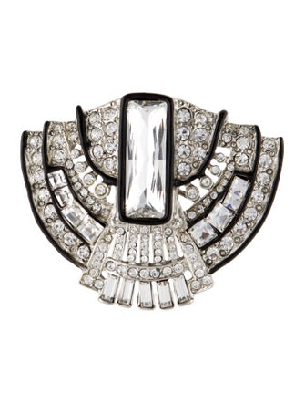 Kenneth Jay Lane Crystal & Enamel Art Deco Brooch