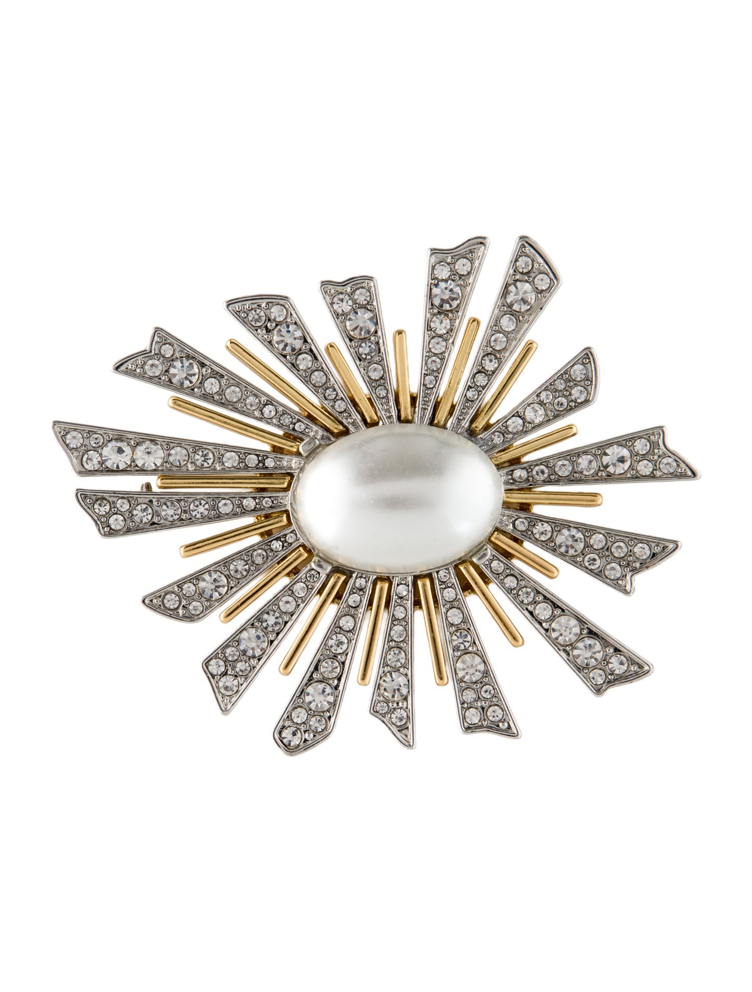 Kenneth Jay Lane Crystal & Faux Pearl Brooch