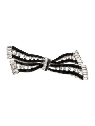 Kenneth Jay Lane Crystal & Enamel Bow Brooch