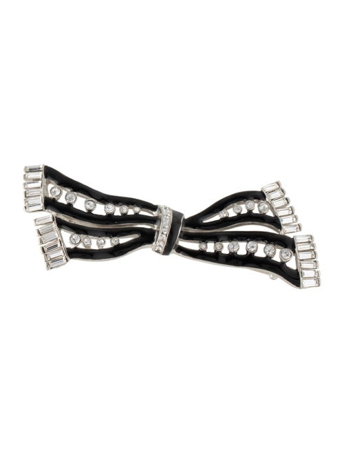 Kenneth Jay Lane Crystal & Enamel Bow Brooch