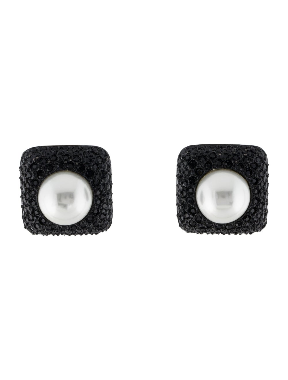 Kenneth Jay Lane Gunmetal Faux Pearl & Crystal - image 1