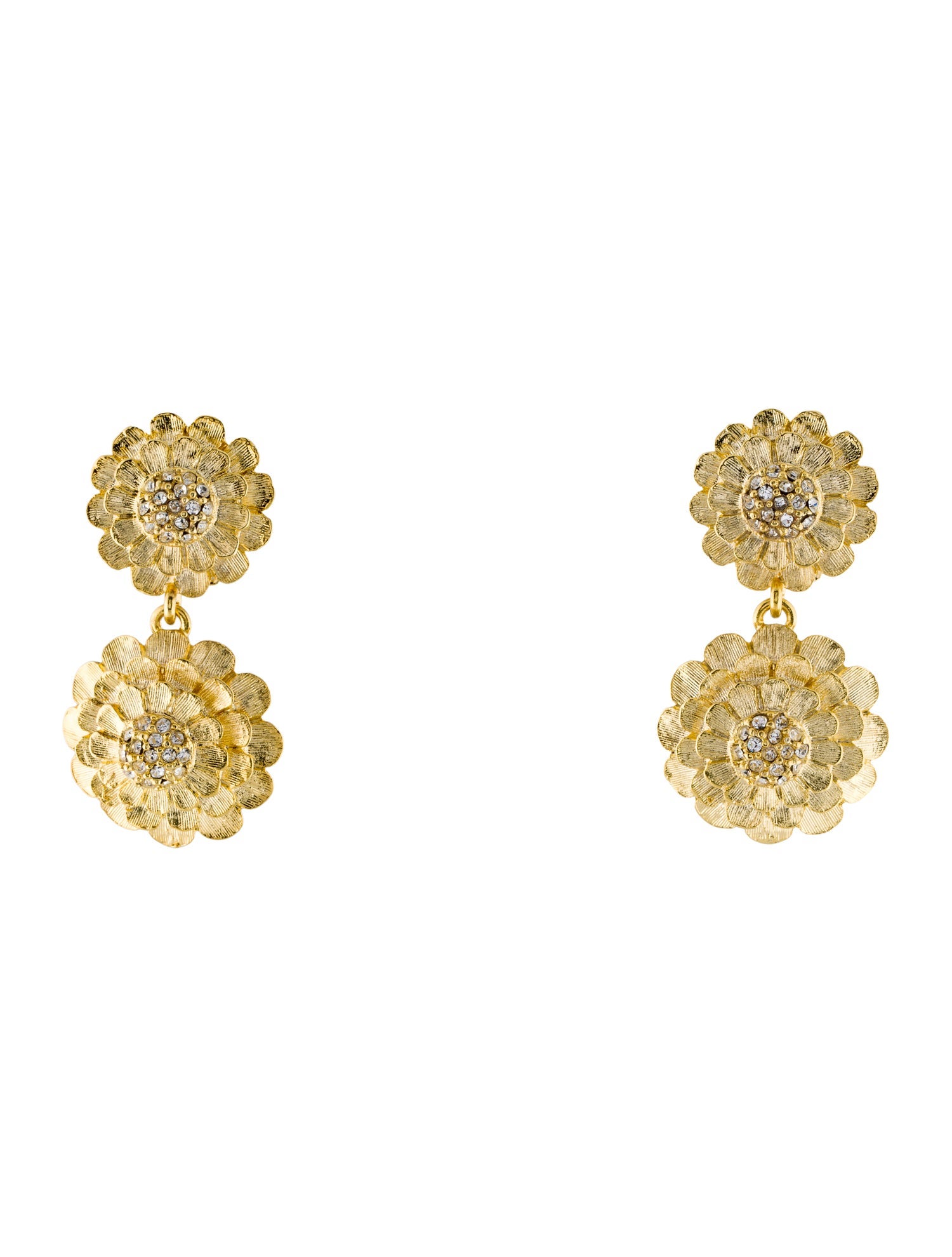 Kenneth Jay Lane Crystal Flower Clip-On Earrings