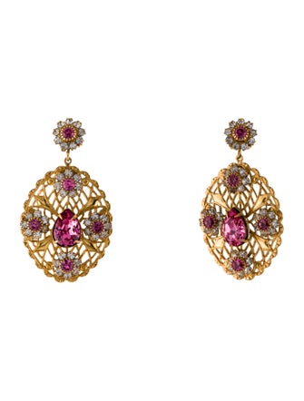 Kenneth Jay Lane Crystal Floral Clip-On Earrings