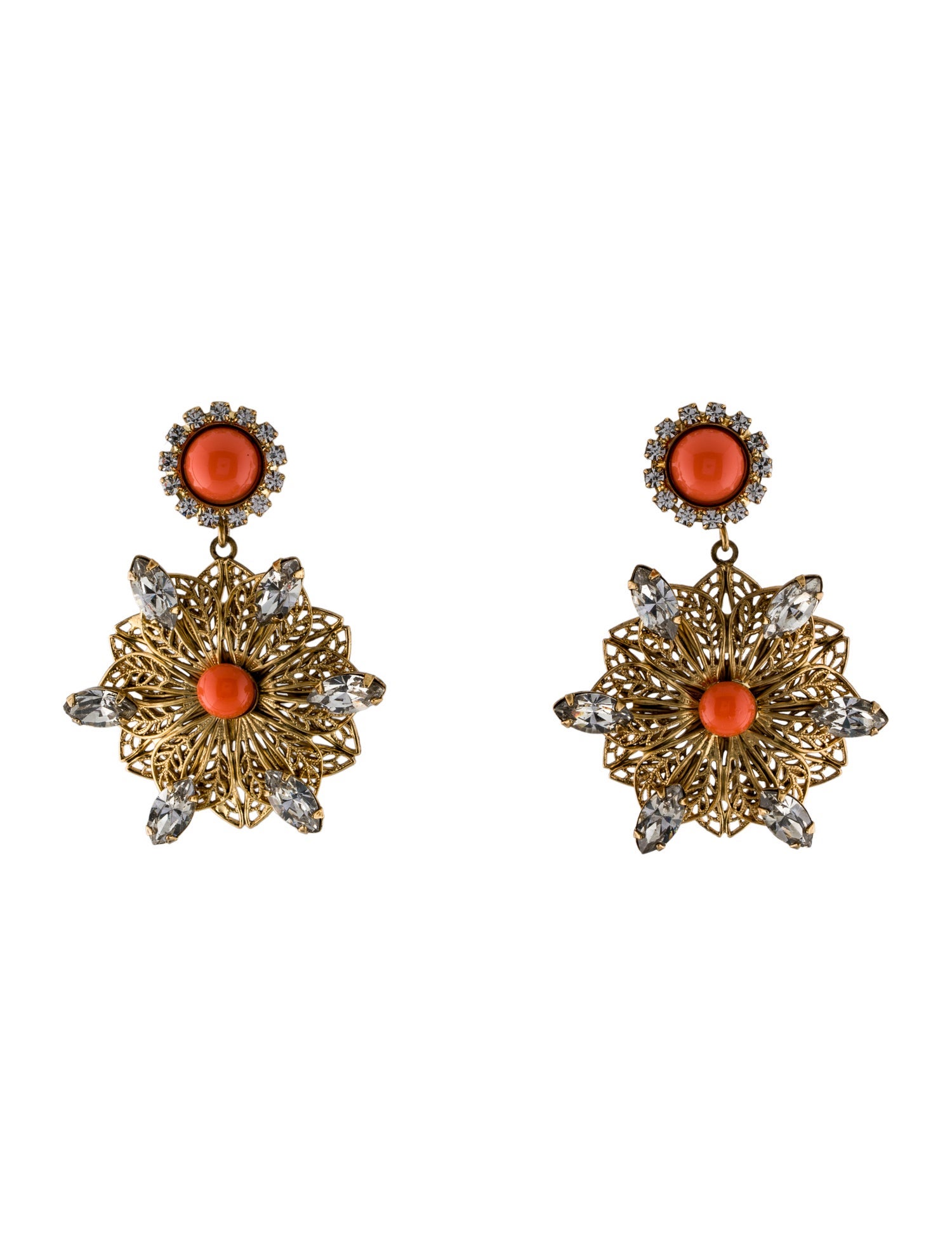 Kenneth Jay Lane Crystal & Resin Clip-On Drop Earrings