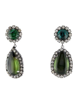 Kenneth Jay Lane Olivine Drop Clip-On Earrings