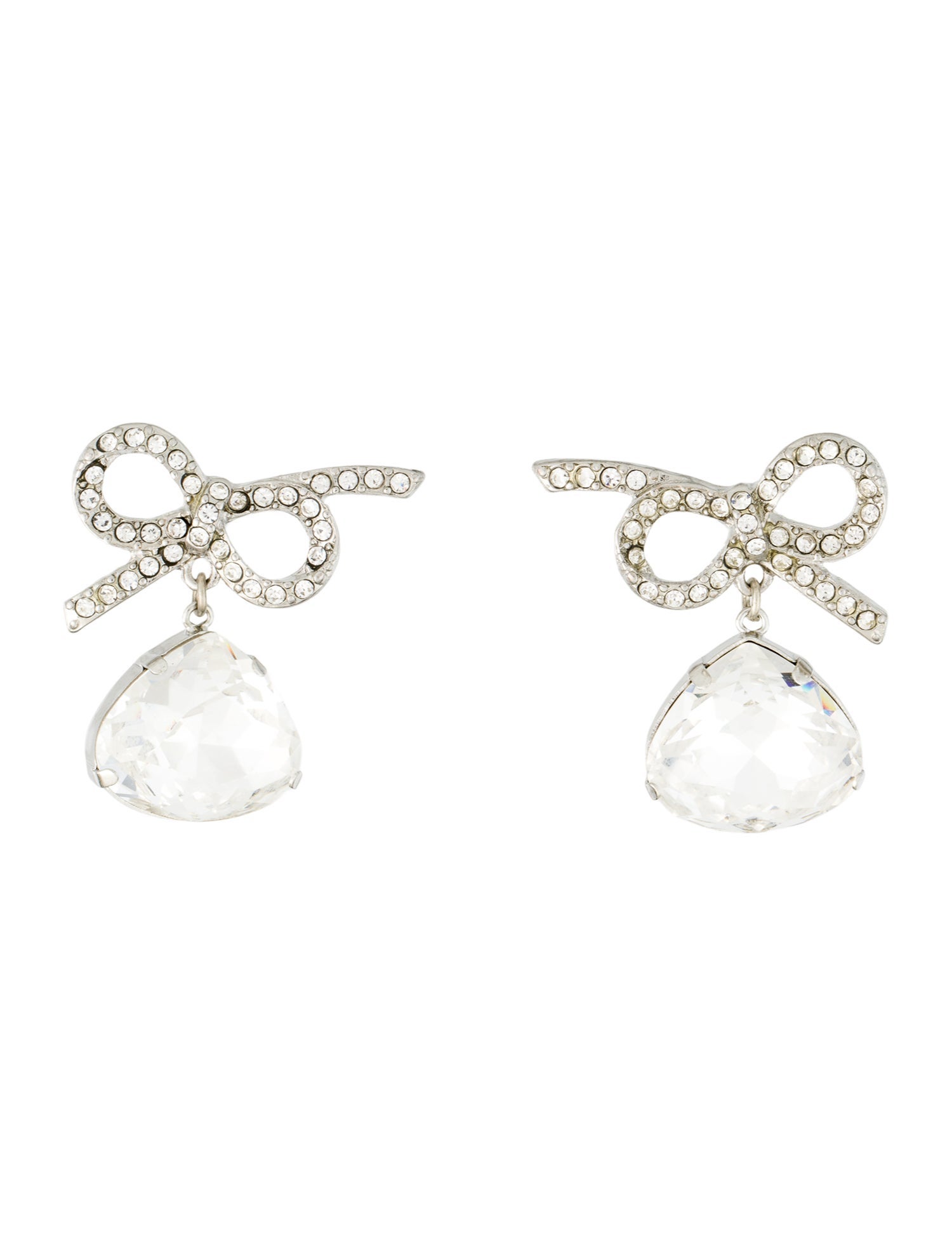 Kenneth Jay Lane Crystal Bow Drop Earrings