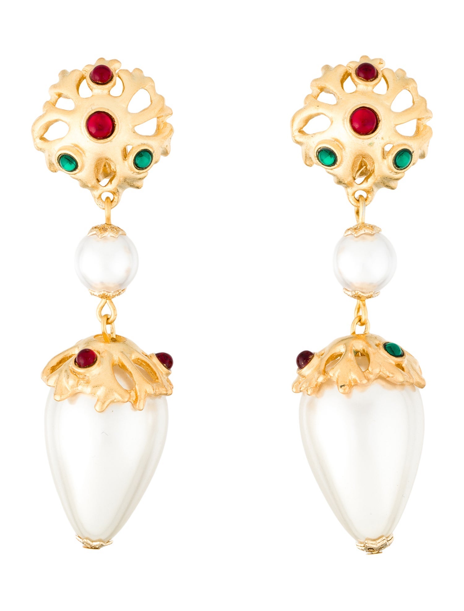 Kenneth Jay Lane Faux Pearl & Resin Clip-On Earrings