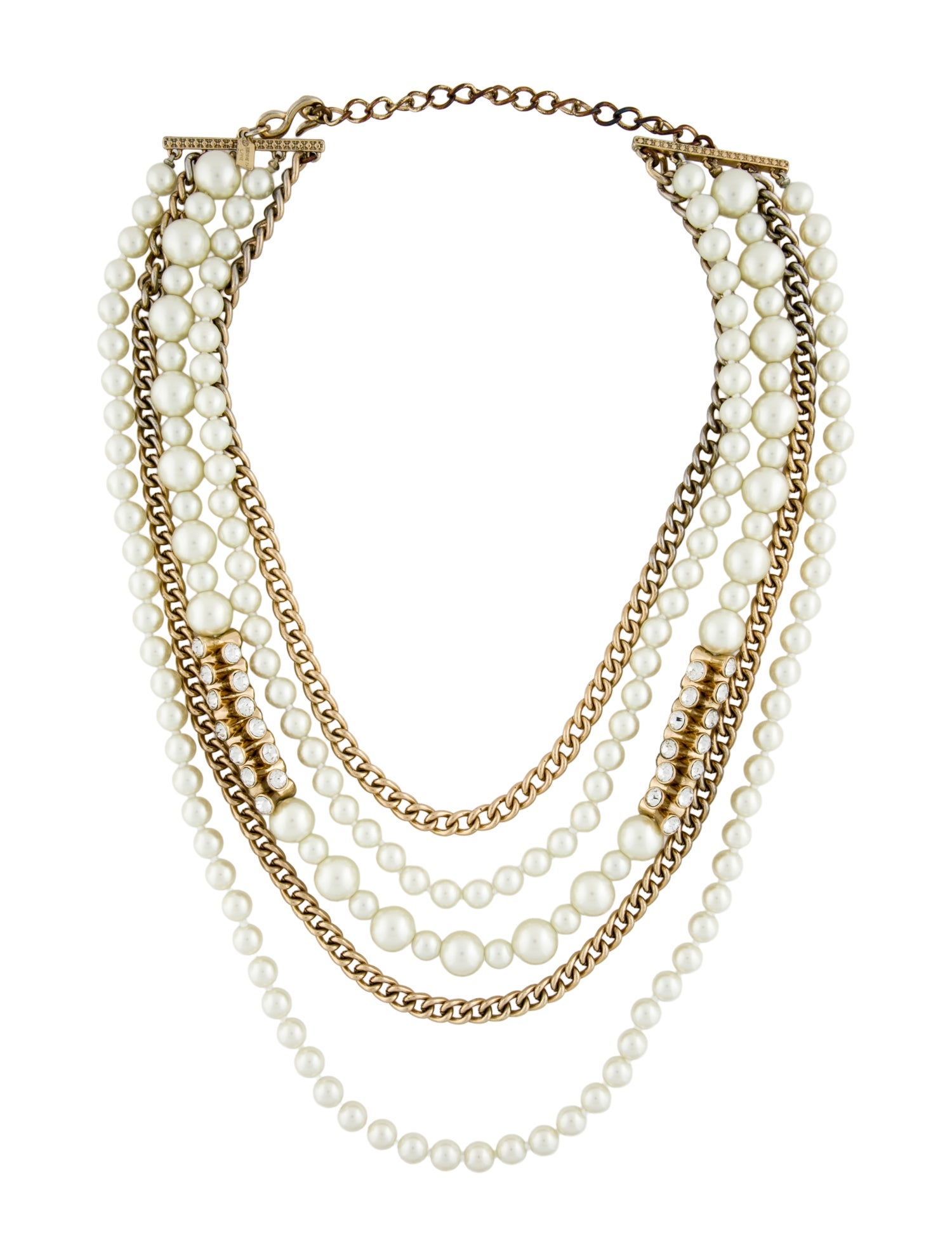Kenneth Jay Lane Faux Pearl & Crystal Multistrand Necklace