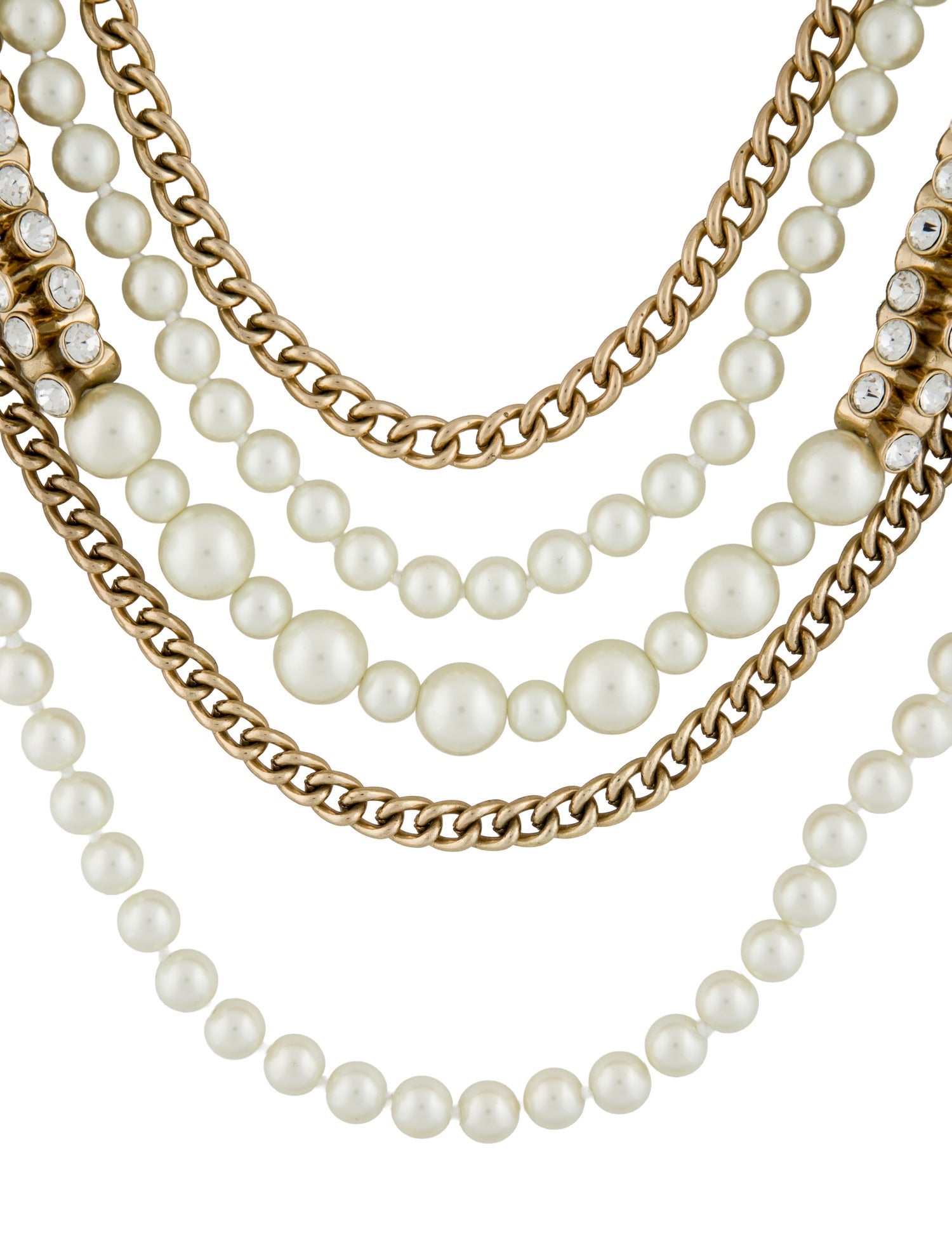 Kenneth Jay Lane Faux Pearl & Crystal Multistrand Necklace