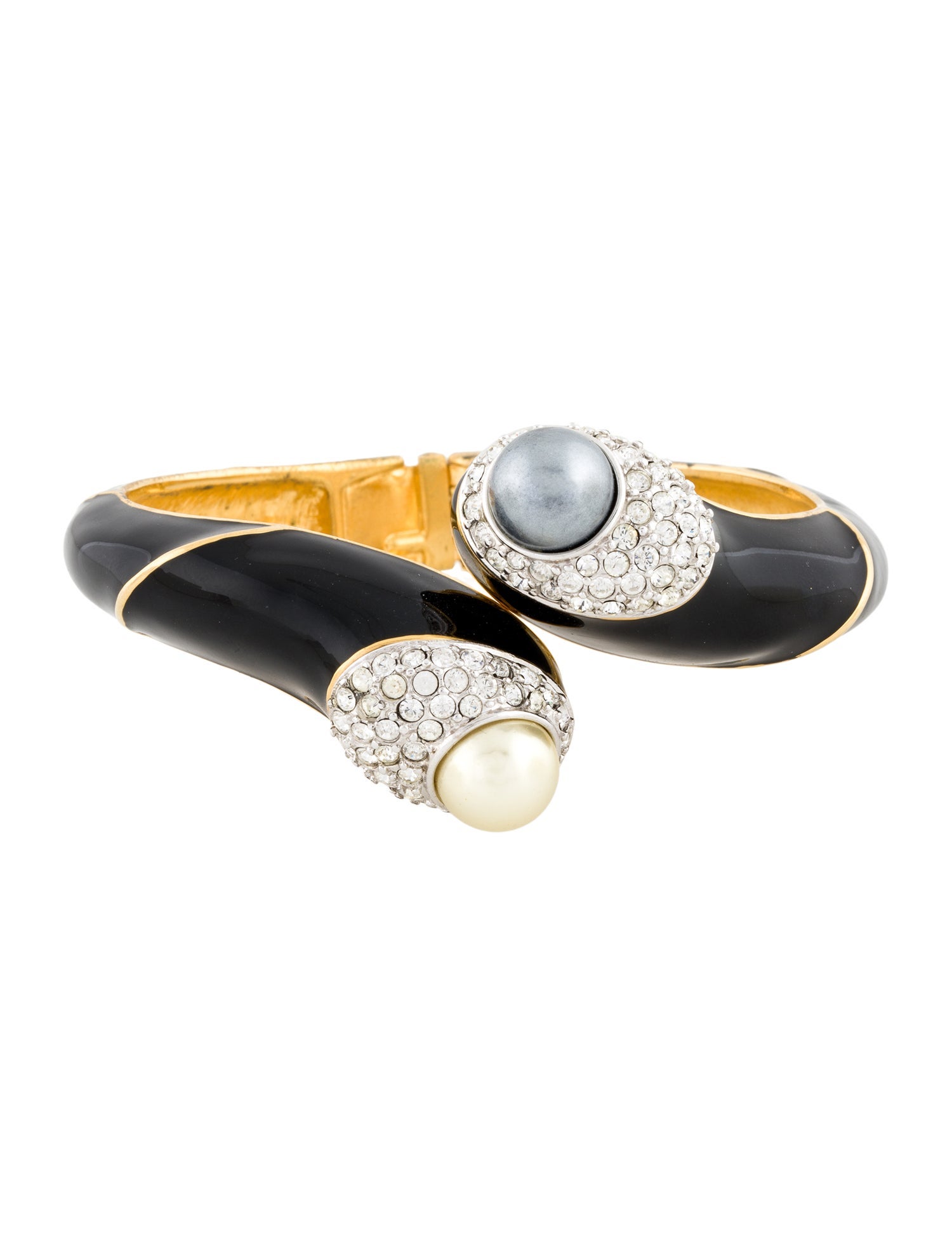Kenneth Jay Lane Enamel, Crystal & Faux Pearl Cuff Bracelet