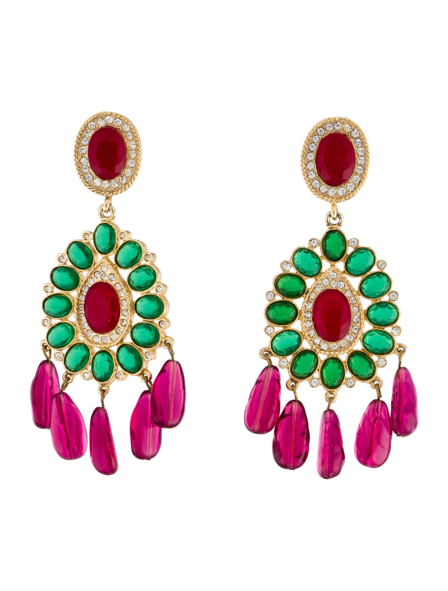 Kenneth Jay Lane Crystal Drop Clip-On Earrings