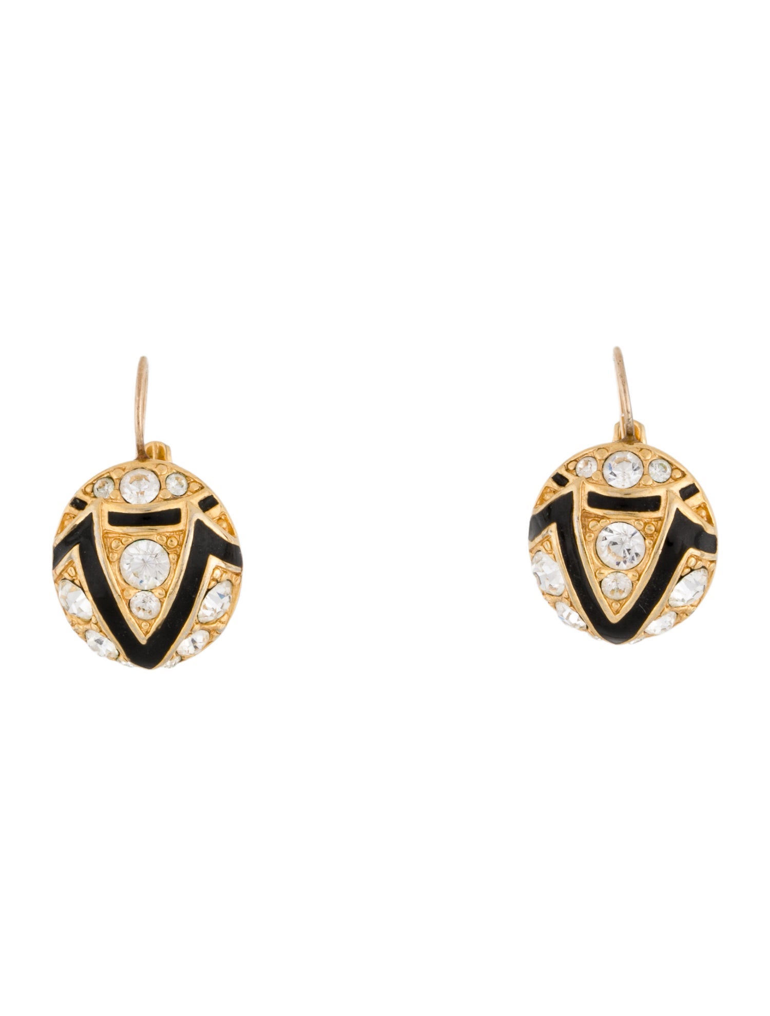 Kenneth Jay Lane Crystal & Enamel Drop Earrings