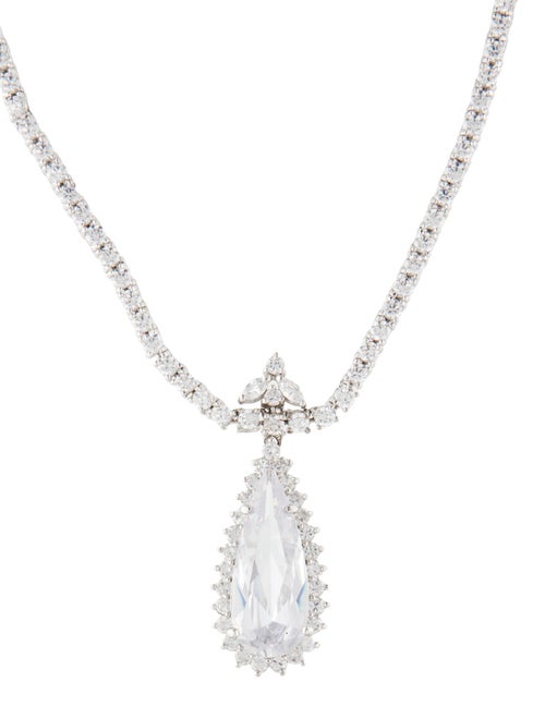 Kenneth Jay Lane Cubic Zirconia Pear Shape Pendant Necklace