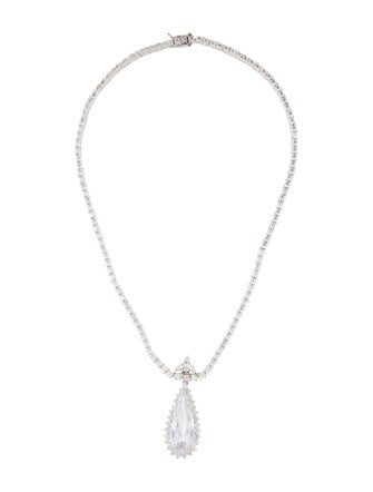 Kenneth Jay Lane Cubic Zirconia Pear Shape Pendant Necklace