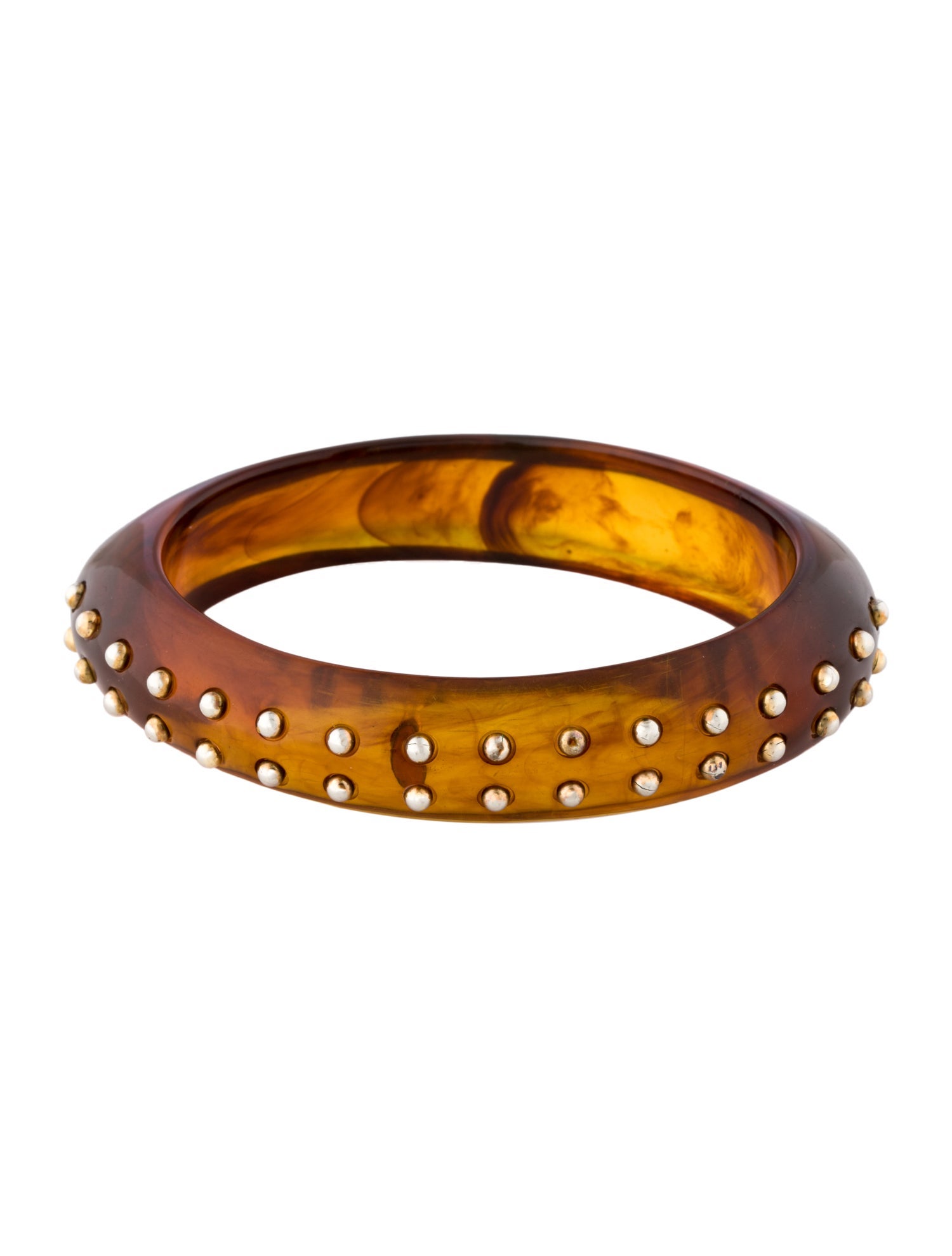 Kenneth Jay Lane Resin Tortoise Studded Bangle Bracelet