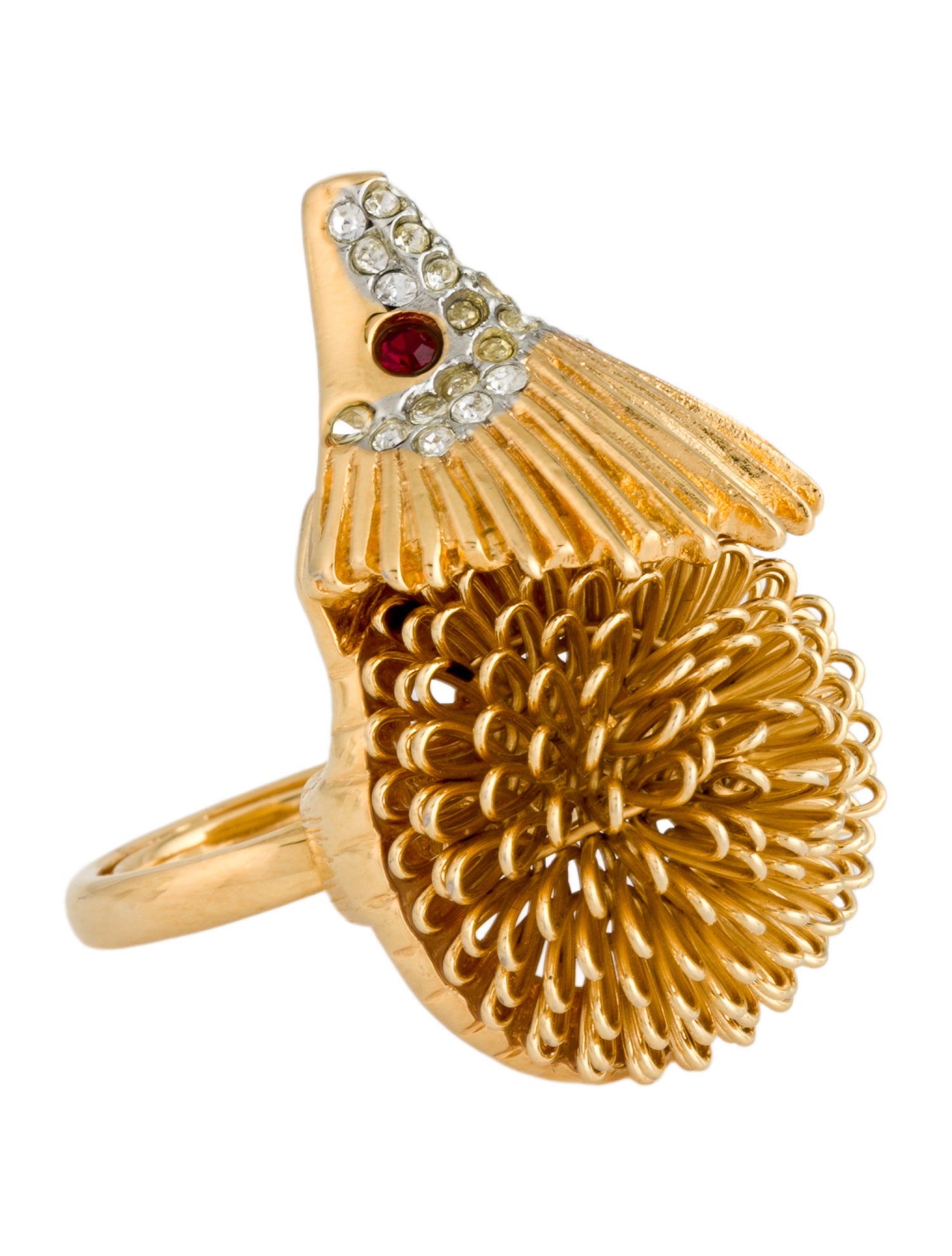Kenneth Jay Lane Crystal Hedgehog Cocktail Ring