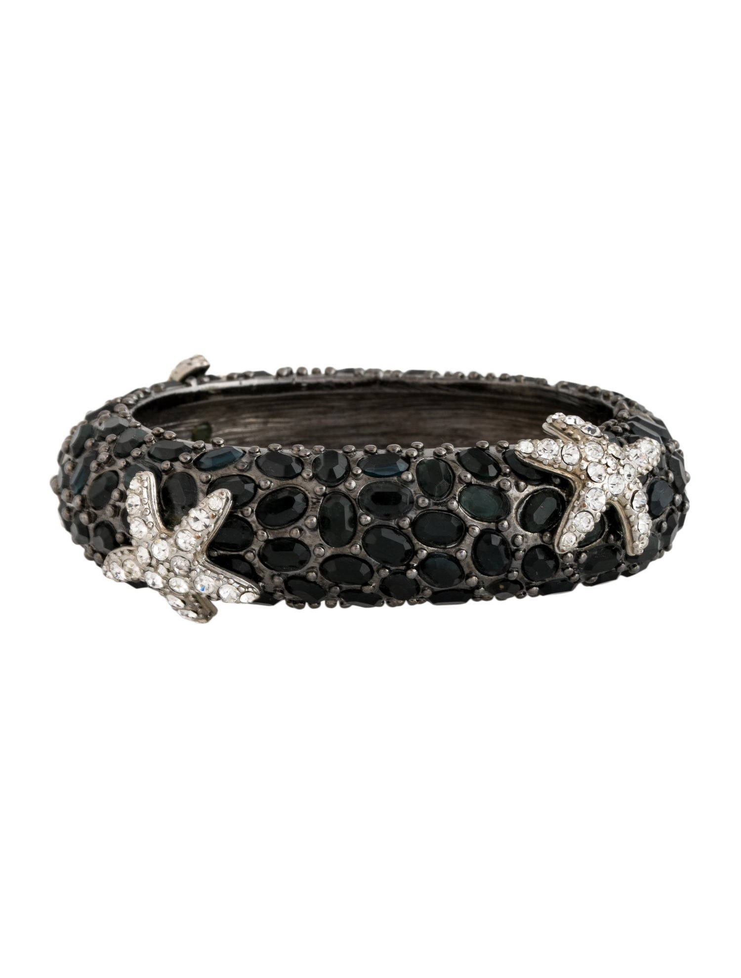 Kenneth Jay Lane Crystal Starfish Hinged Bangle Bracelet