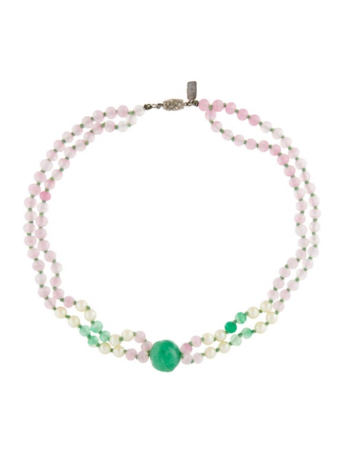 Kenneth Jay Lane Faux Pearl & Bead Double Strand Necklace