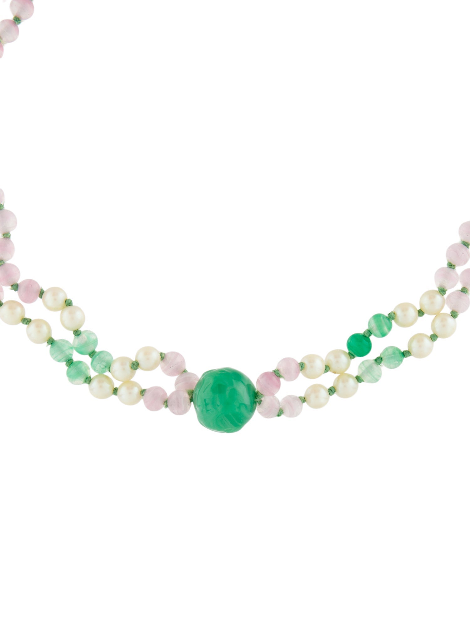 Kenneth Jay Lane Faux Pearl & Bead Double Strand Necklace