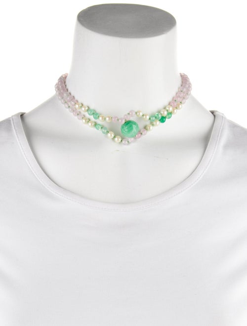 Kenneth Jay Lane Faux Pearl & Bead Double Strand Necklace