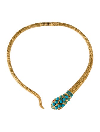 Kenneth Jay Lane Crystal Snake Spring Collar Necklace