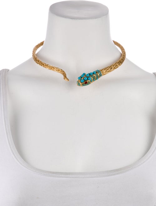 Kenneth Jay Lane Crystal Snake Spring Collar Necklace
