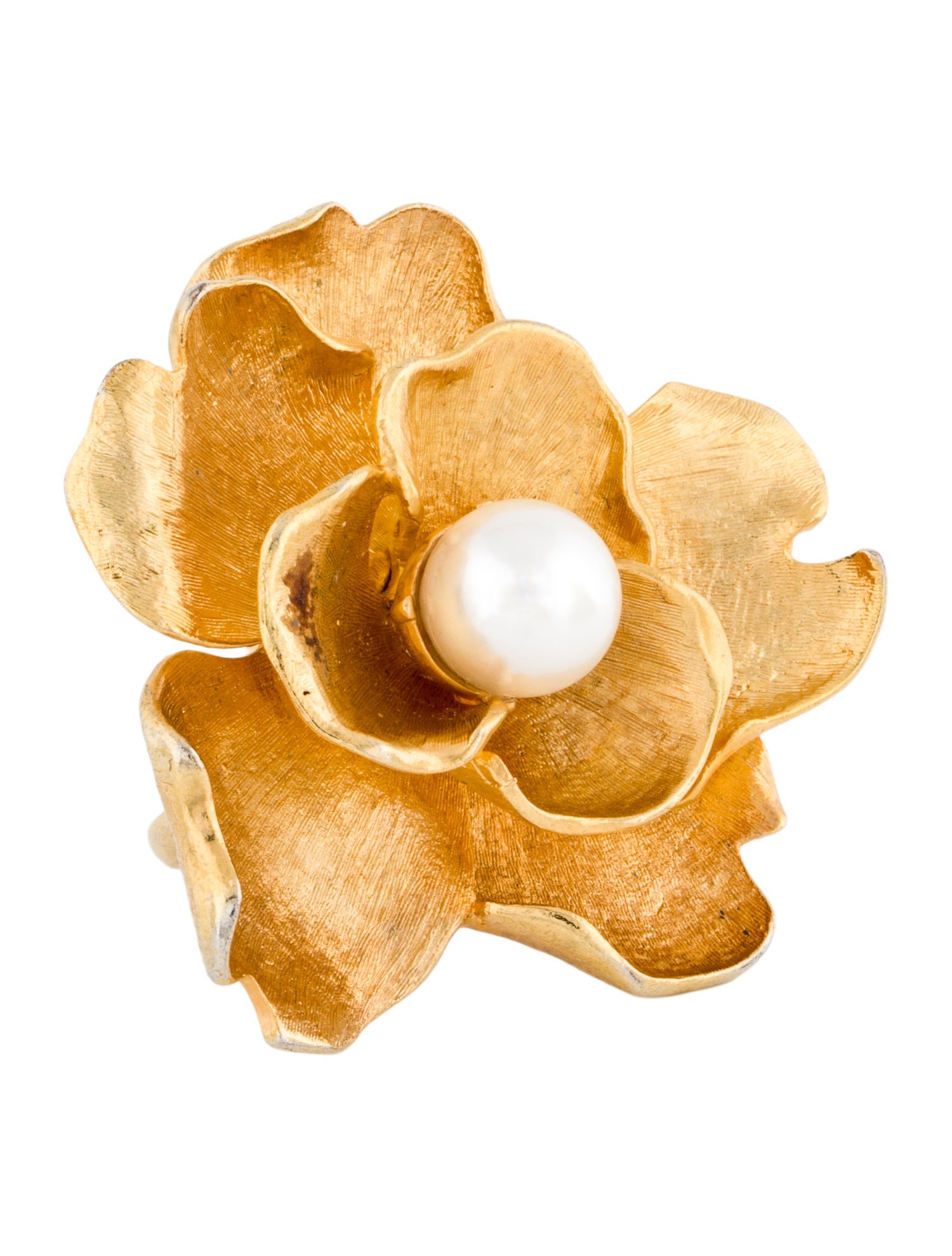 Kenneth Jay Lane Faux Pearl Flower Cocktail Ring