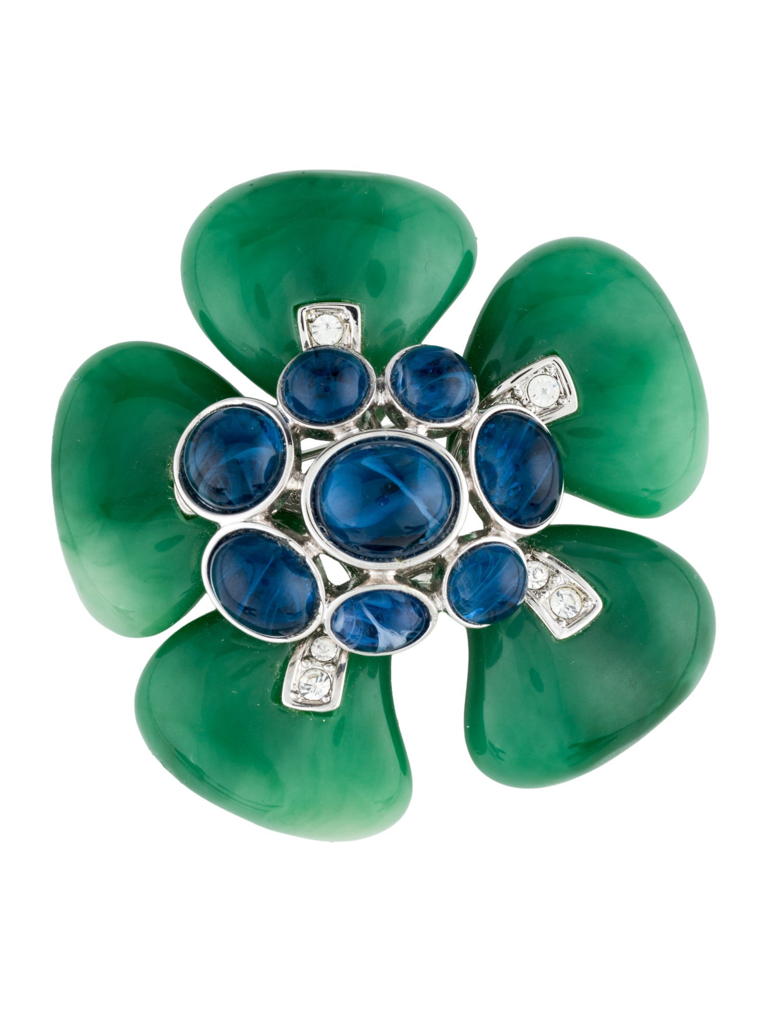 Kenneth Jay Lane Resin & Crystal Flawed Montana Flower Convertible Brooch