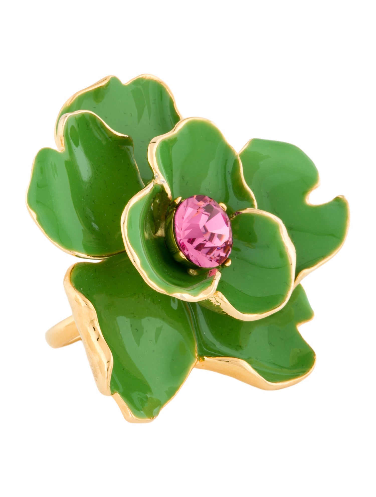 Kenneth Jay Lane Crystal & Enamel Flower Cocktail Ring