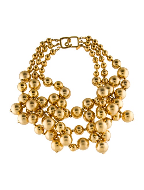 Kenneth Jay Lane Triple Row Polished Gold Bead Multistrand Necklace