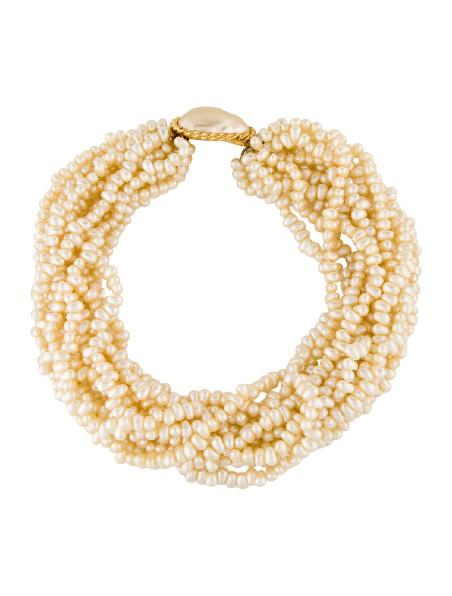 Kenneth Jay Lane Faux Pearl Multistrand Choker Necklace