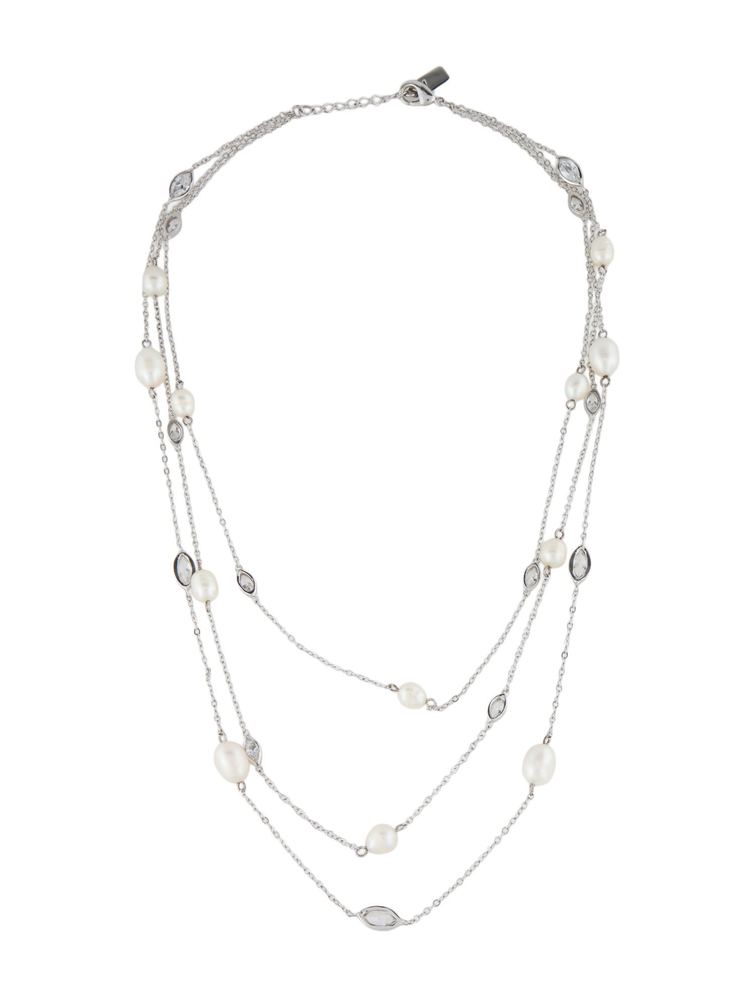 Kenneth Jay Lane Pearl & Crystal Multi-Strand Necklace