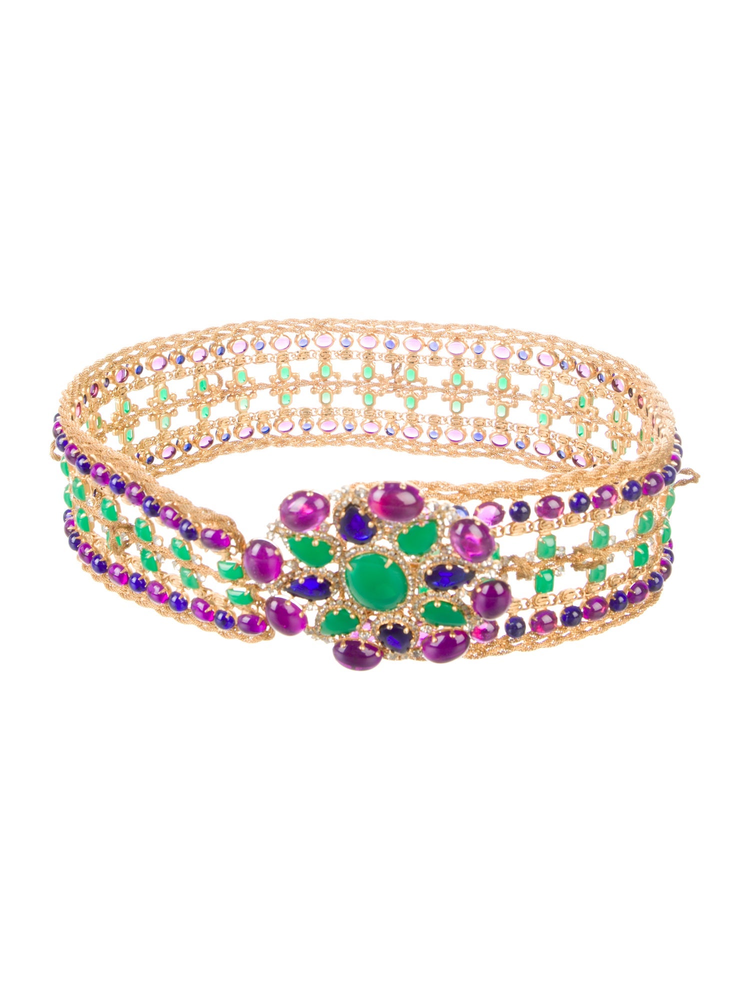 Kenneth Jay Lane Wide Crystal Embellishments Waist Belt