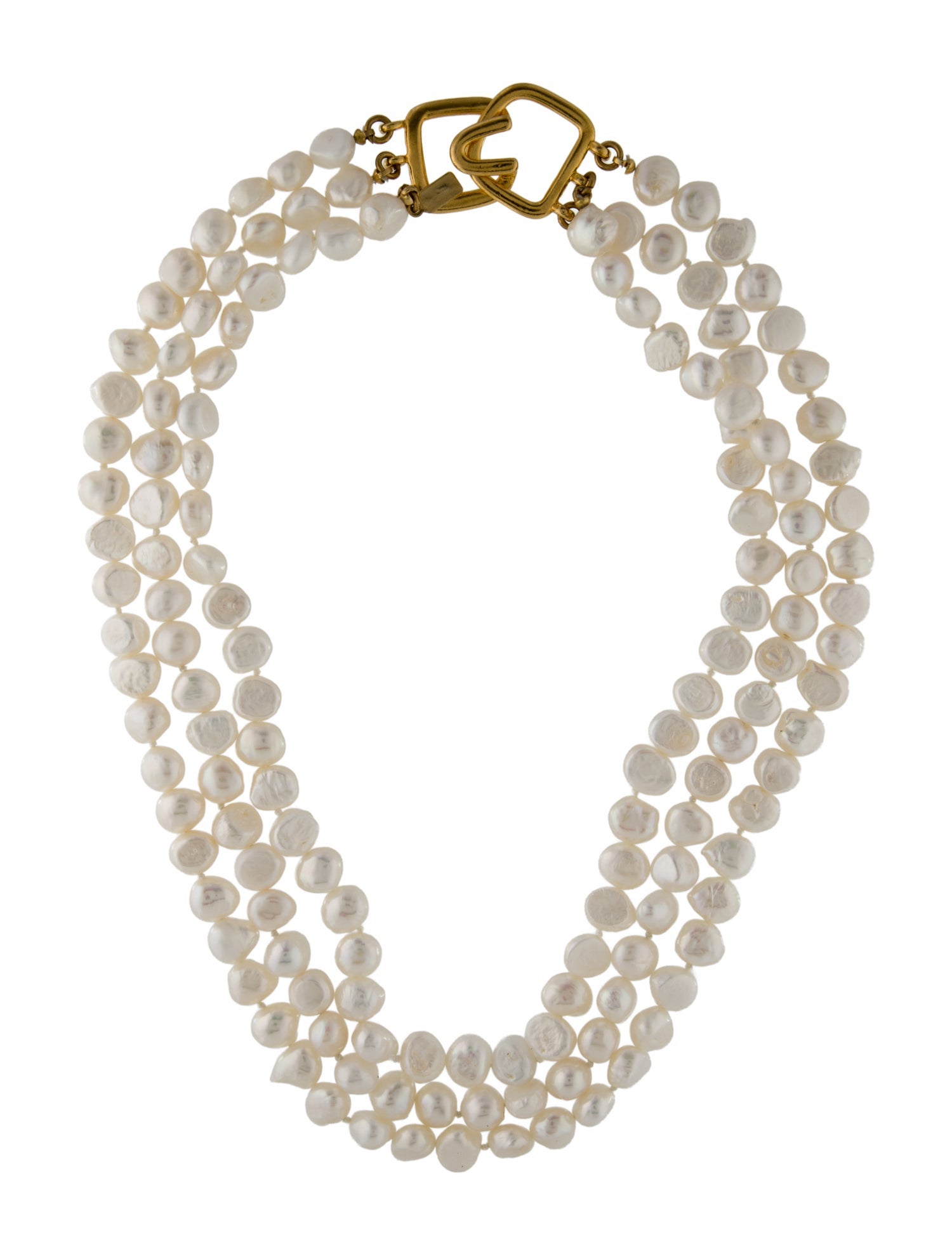 Kenneth Jay Lane Pearl Triple Row Multistrand Necklace