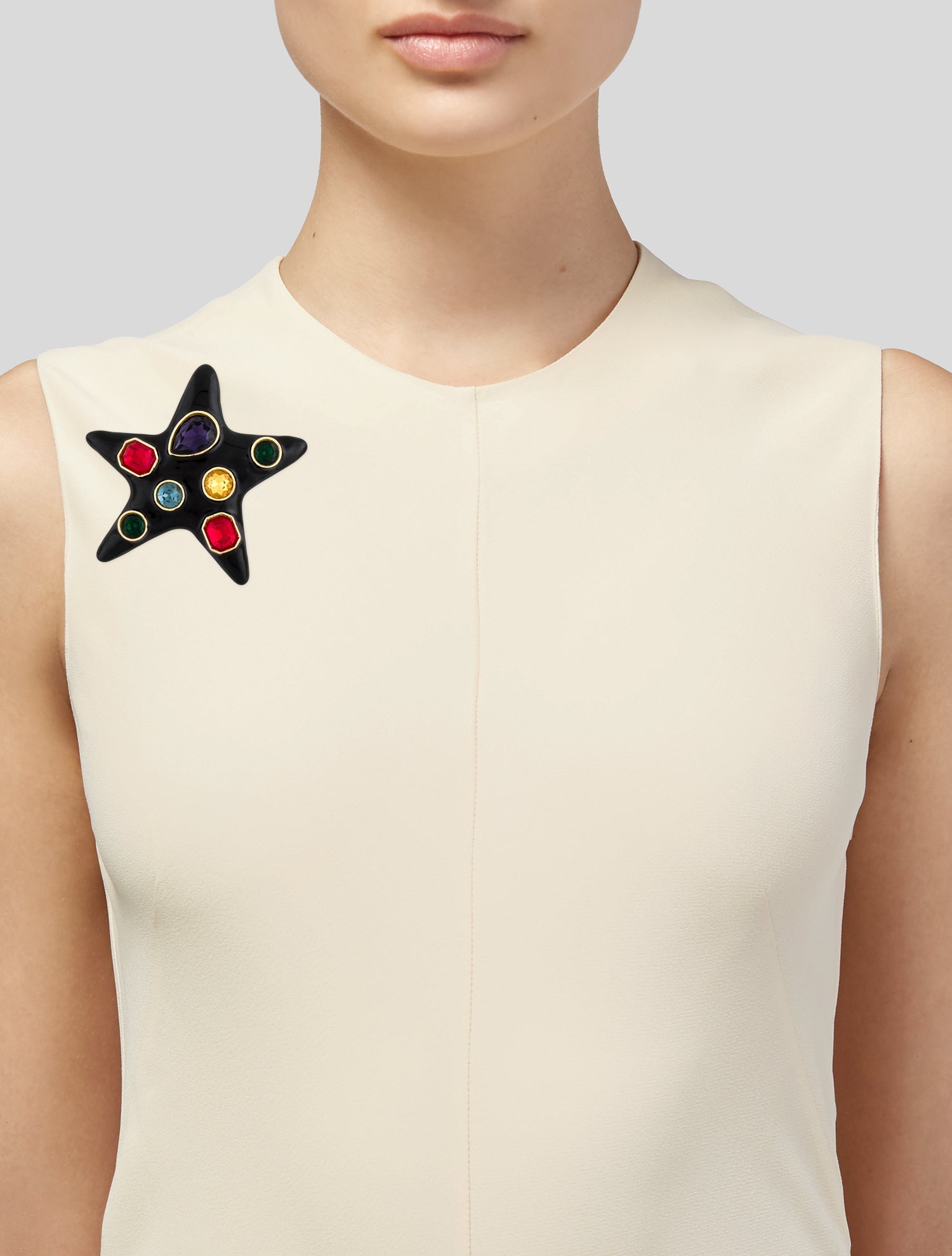 Kenneth Jay Lane Crystal & Enamel Star Pin Brooch