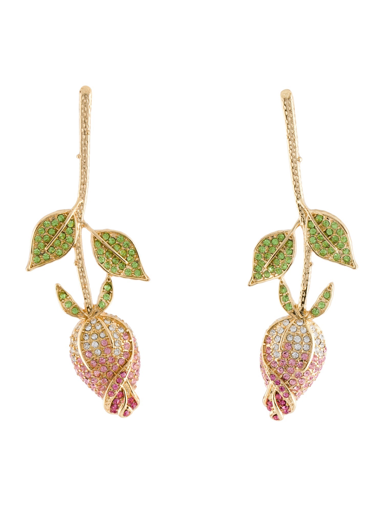 Kenneth Jay Lane Crystal Rose Flower Drop Earrings