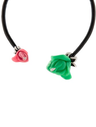 Kenneth Jay Lane Crystal, Resin & Enamel Flower Collar Necklace