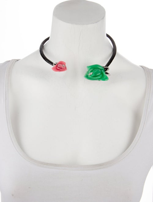 Kenneth Jay Lane Crystal, Resin & Enamel Flower Collar Necklace