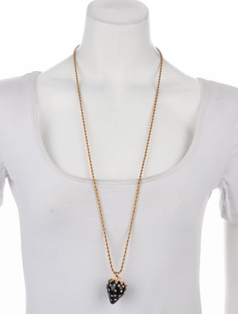 Kenneth Jay Lane Crystal & Resin Strawberry Pendant Necklace