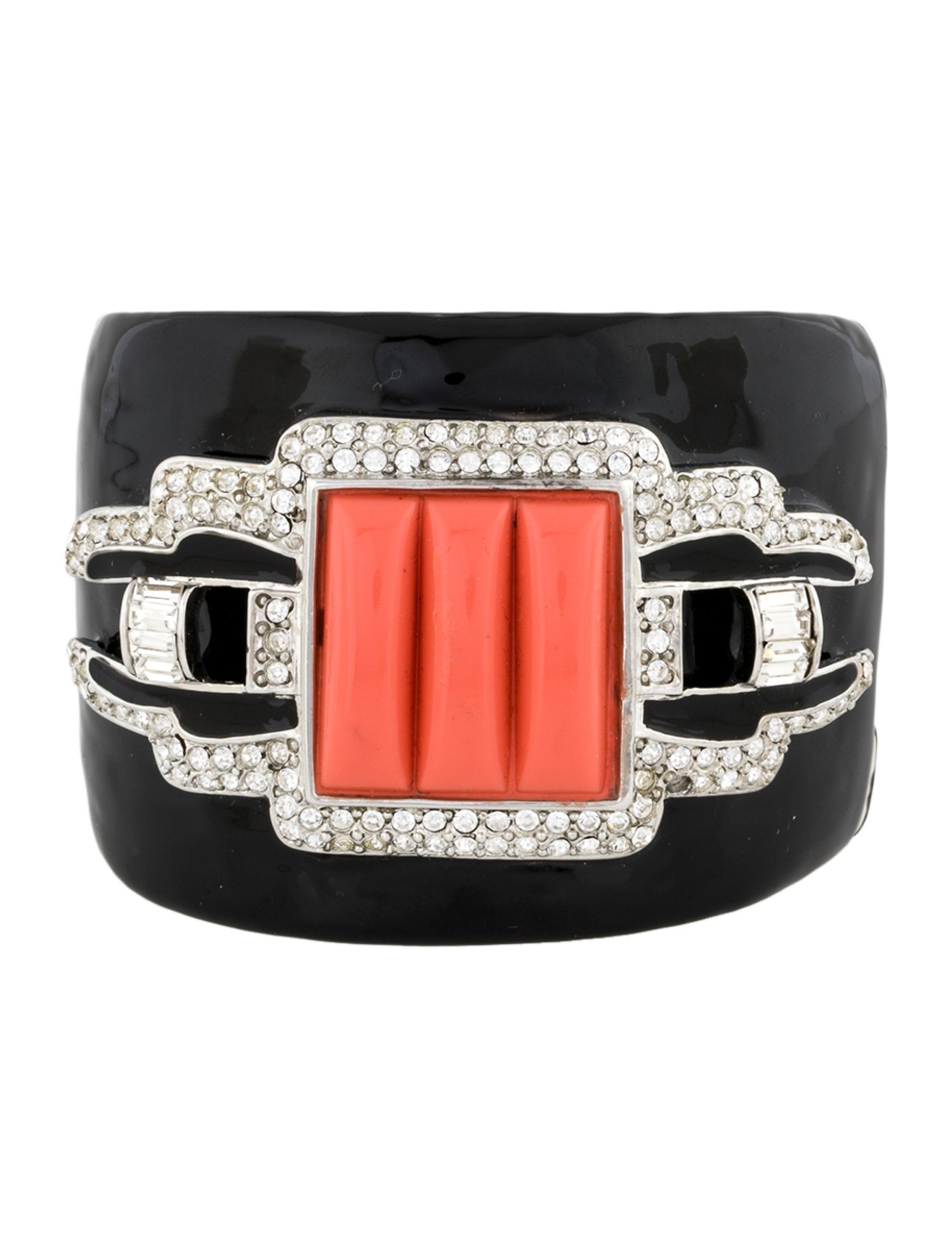 Kenneth Jay Lane Resin, Enamel and Crystal Cuff Bracelet