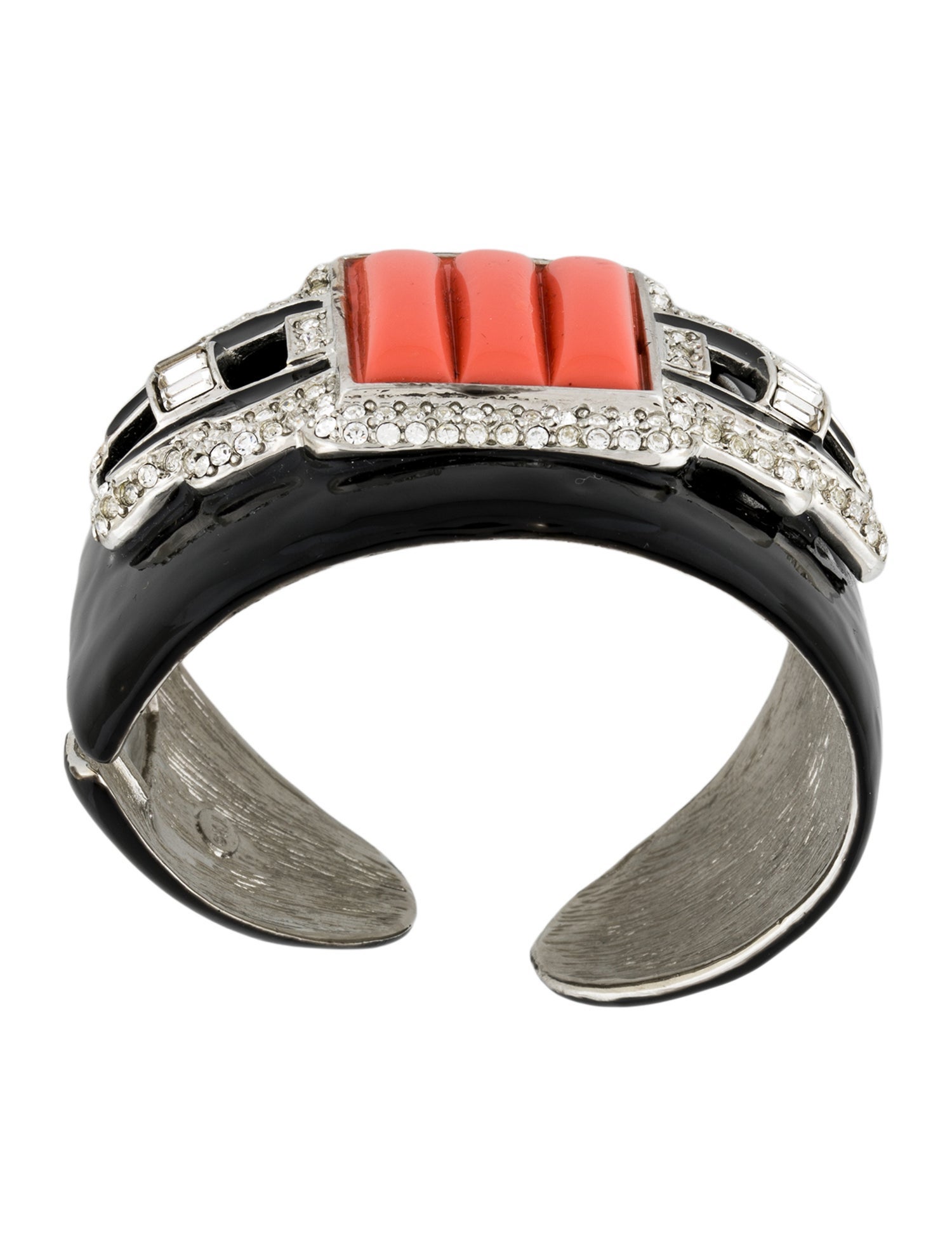 Kenneth Jay Lane Resin, Enamel and Crystal Cuff Bracelet