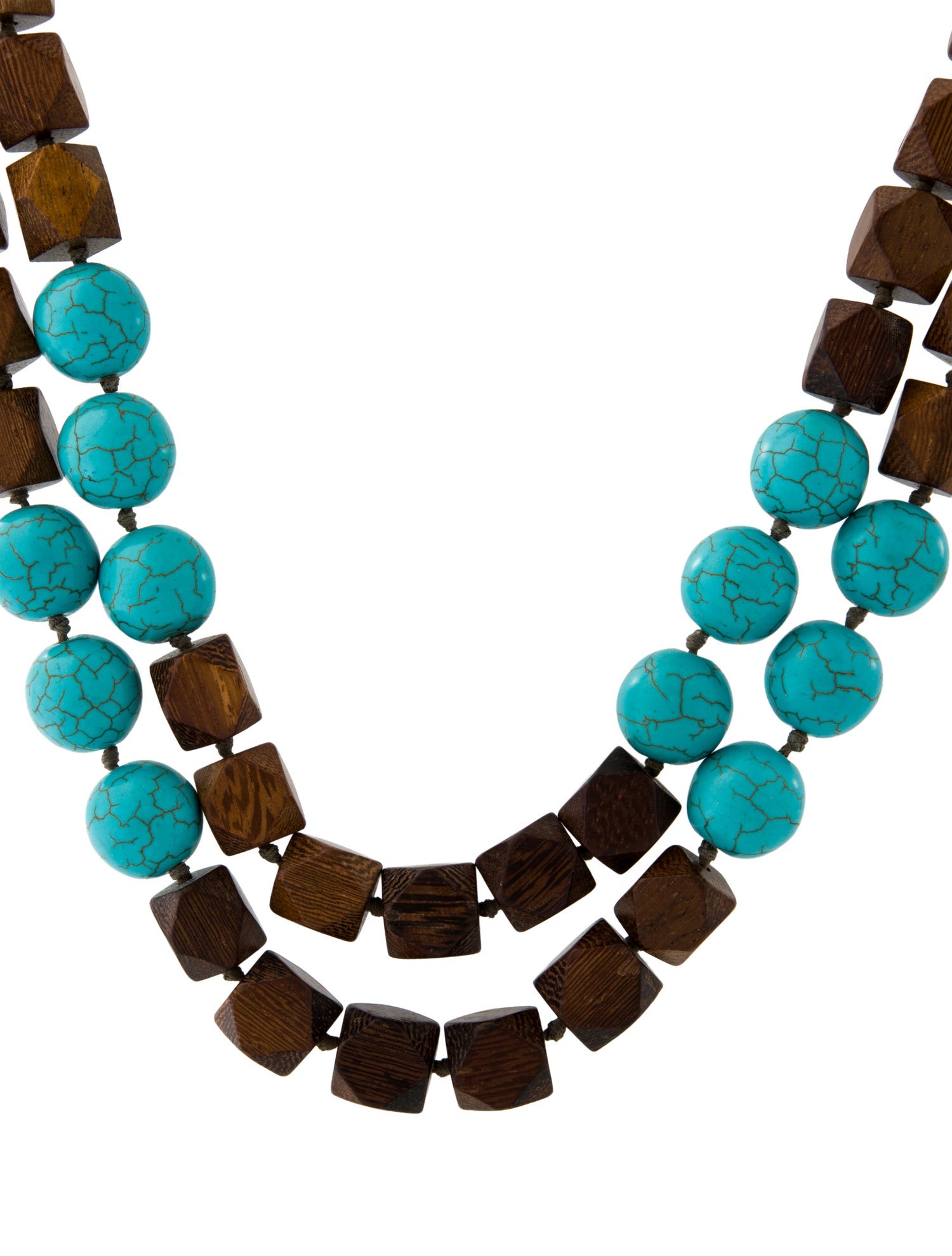 Kenneth Jay Lane Wood Beaded Multistrand Necklace