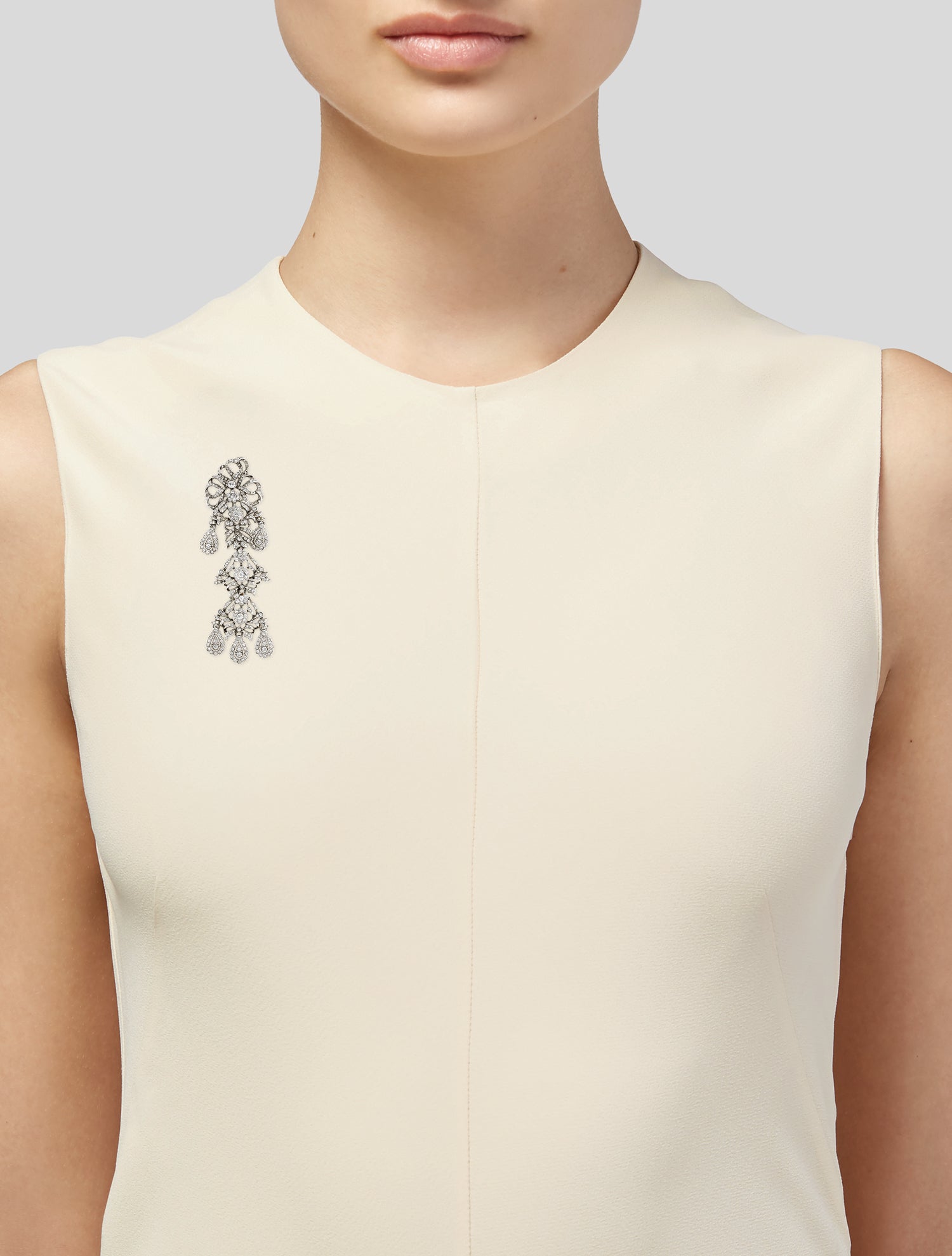 Kenneth Jay Lane Crystal Antique Arc Deco Pin Brooch