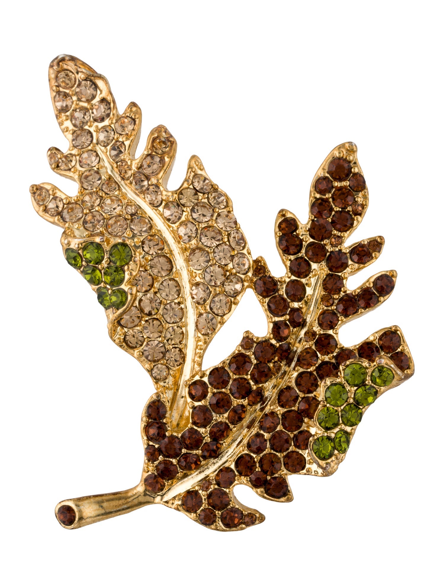 Kenneth Jay Lane Crystal Leaf Brooch