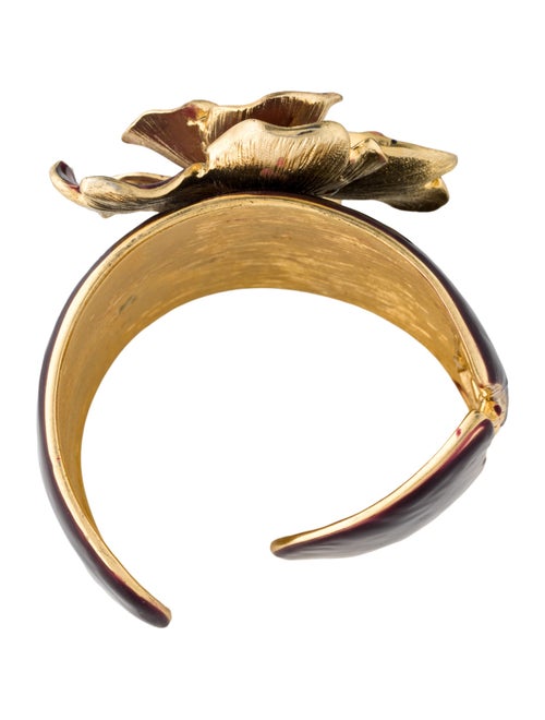 Kenneth Jay Lane Crystal & Enamel Flower Cuff Bracelet