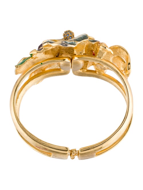 Kenneth Jay Lane Faux Pearl, Crystal & Enamel Garden Multi Flower Cuff