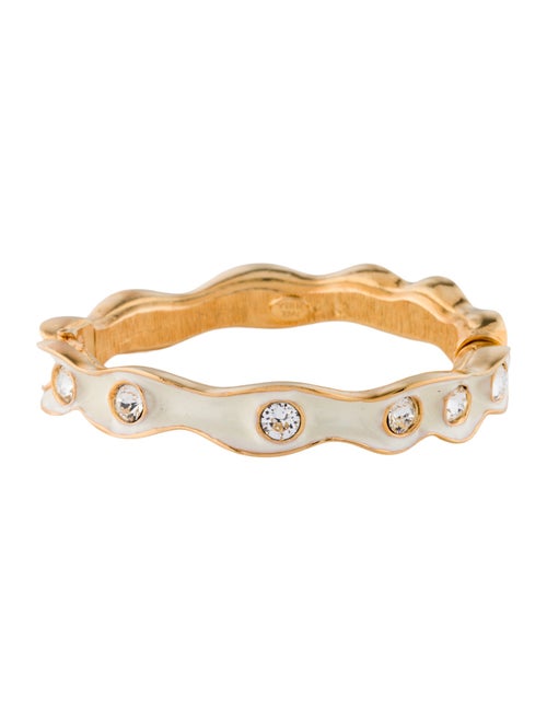 Kenneth Jay Lane Crystal & Enamel Hinged Bangle Bracelet