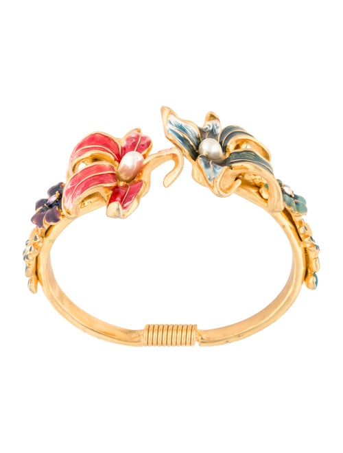 Kenneth Jay Lane Faux Pearl, Crystal & Enamel Garden Flower Bracelet