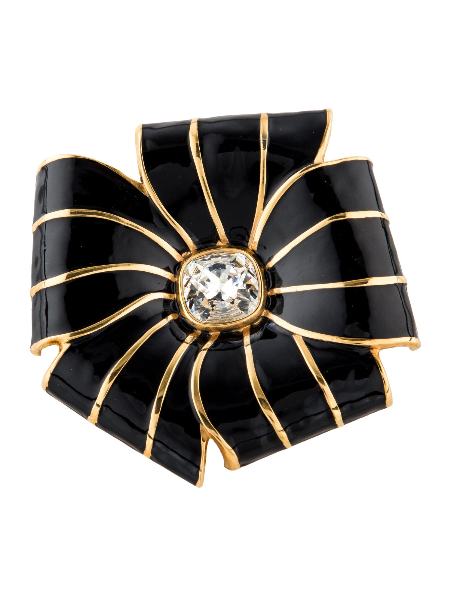 Kenneth Jay Lane x Nina Ricci Crystal & Enamel Flower Pin Brooch